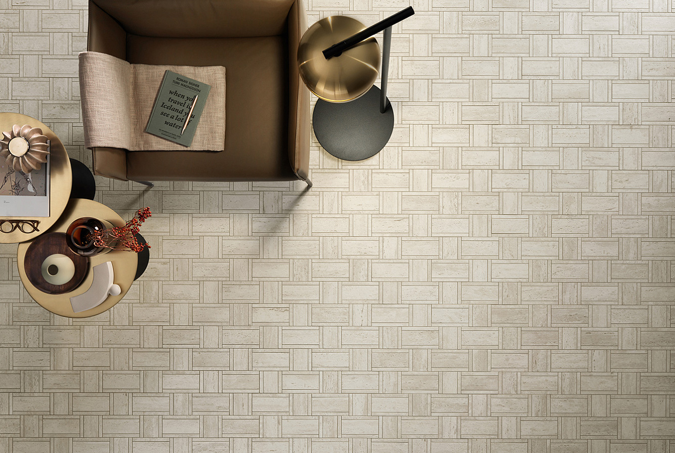 MARVEL TRAVERTINE / WHITE BASKETWEAVE